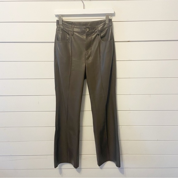 Nanushka |  Zoey Dark Brown High Waist Regenerated Leather Blend Trousers Small - Picture 5 of 16
